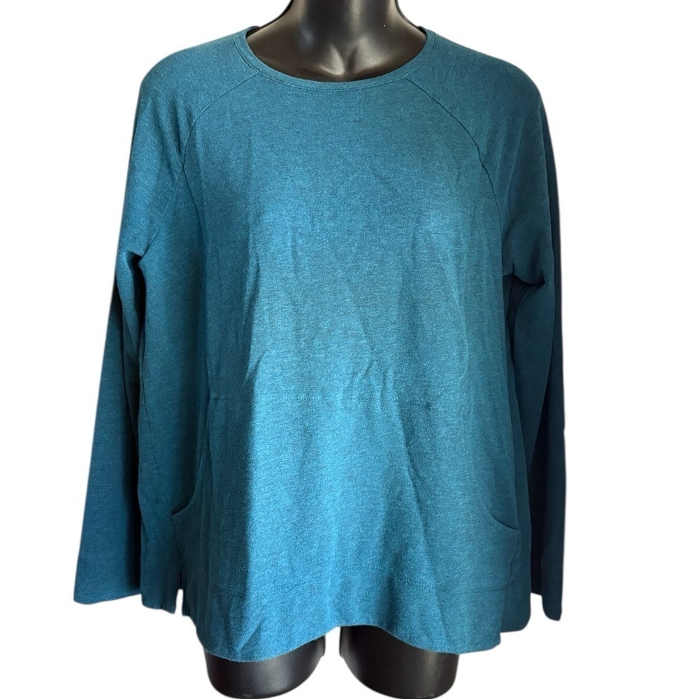 Pure J Jill size M teal Pima Cotton Model sweatshirt with Kangaroo
Pockets